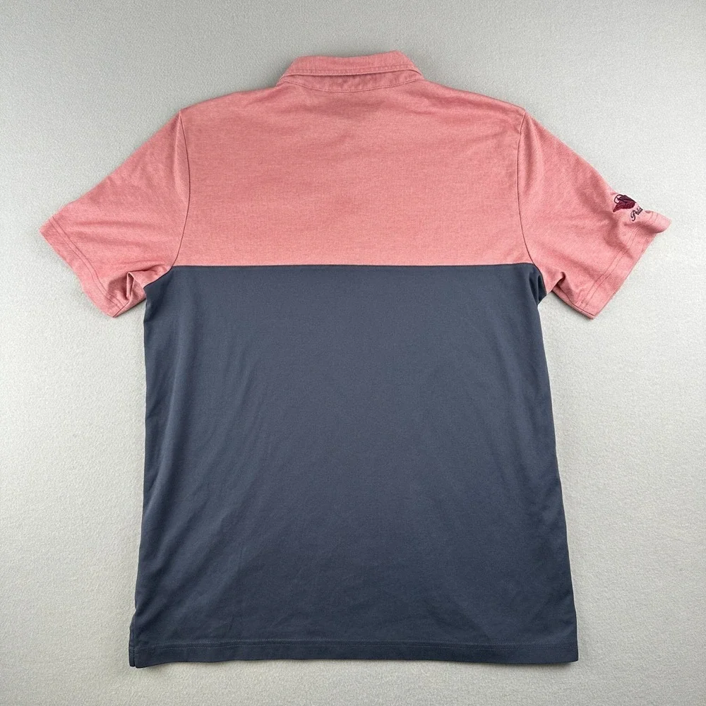 Travis Mathew Golf Polo XL Pink White Blue Stripe Performance Shirt